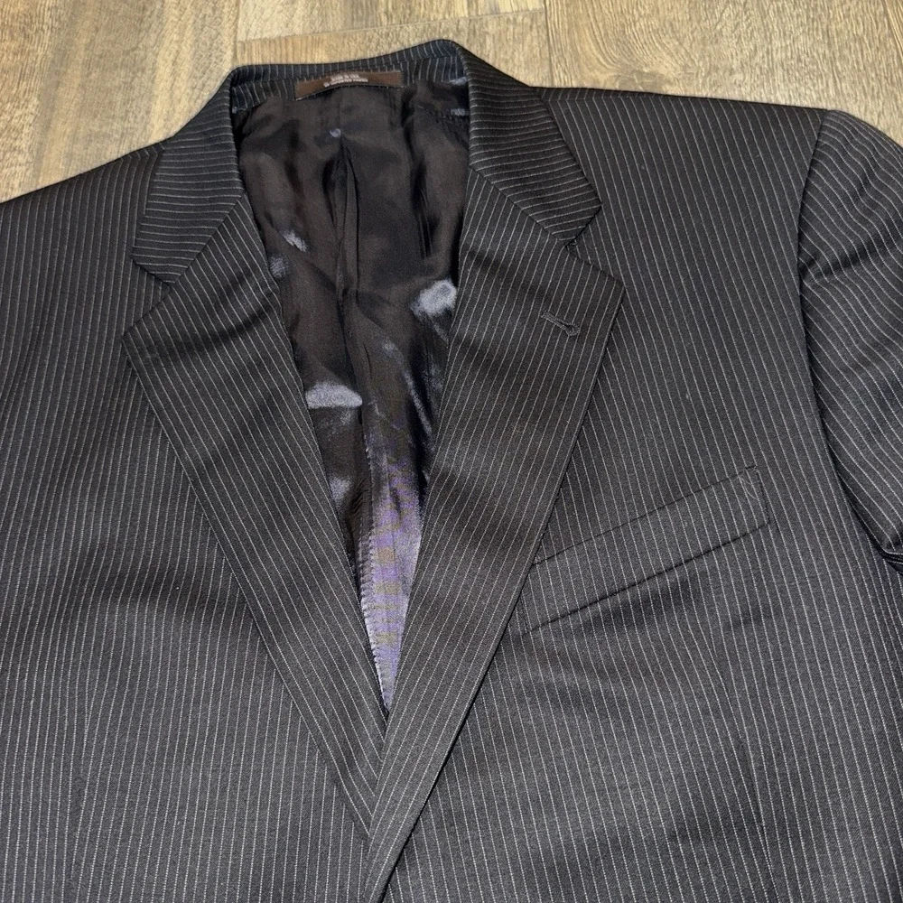 Joseph Abboud Wool Sport Coat Mens 43S Striped Black Blazer Suit Jacket USA Made